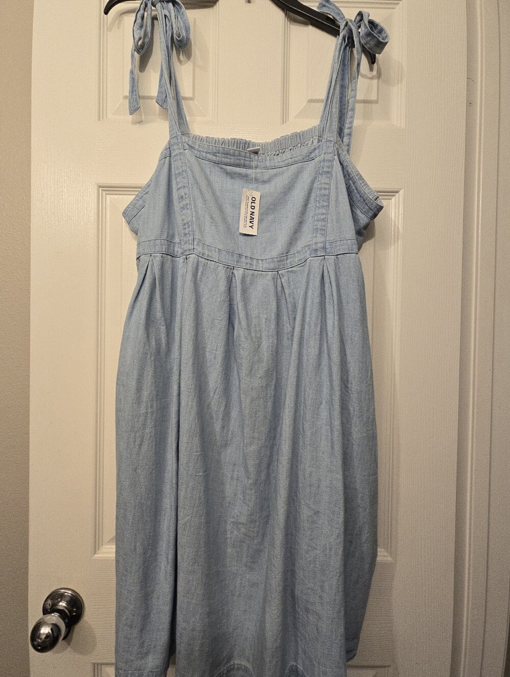Old Navy Light Blue Tie-Shoulder Denim-Style Womens' Dress